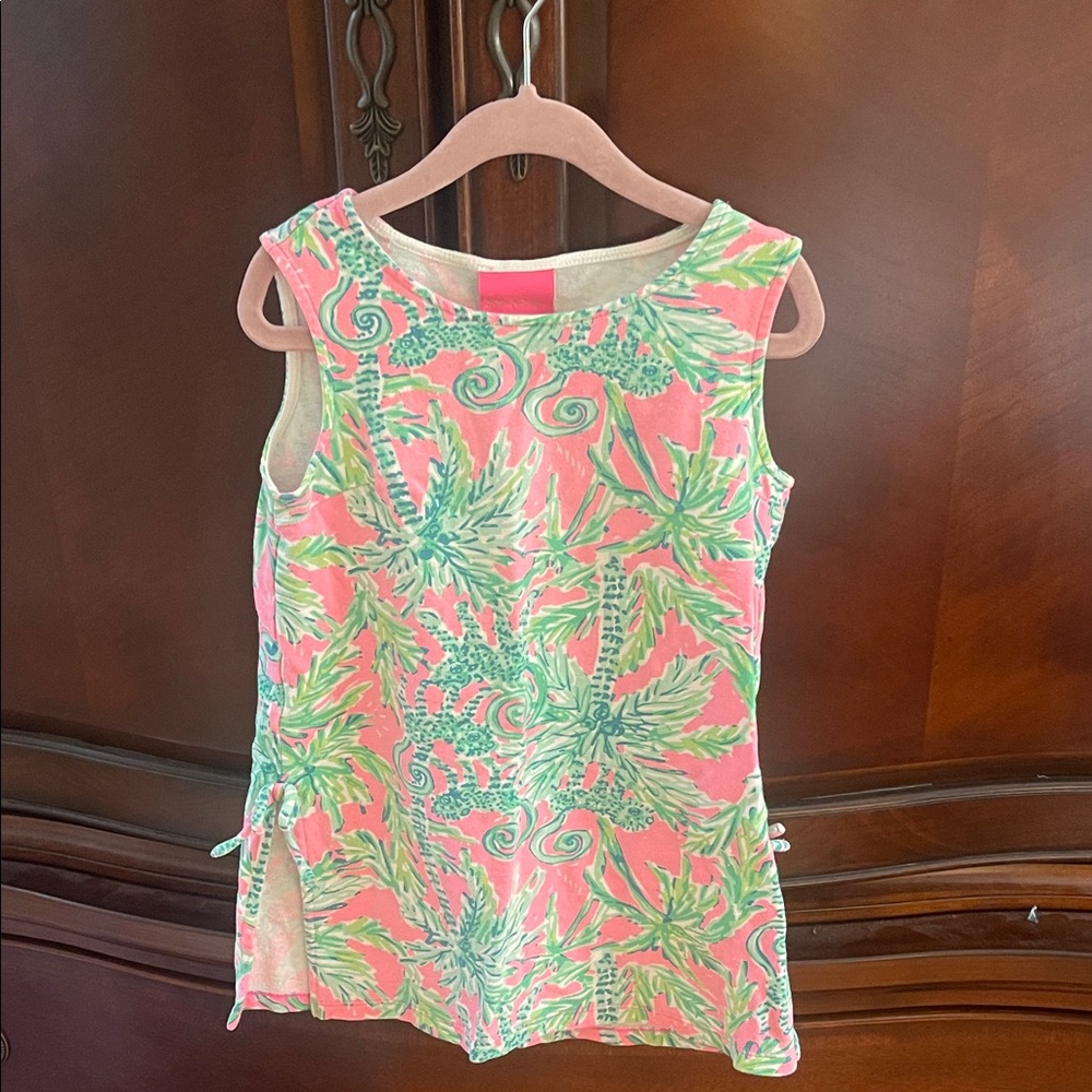 Lilly Pulitzer Pink and Green Tropical Print Sleeveless Dress